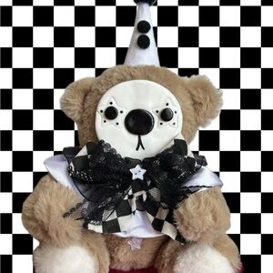 Adorable Tan and White Clown Bear Toy